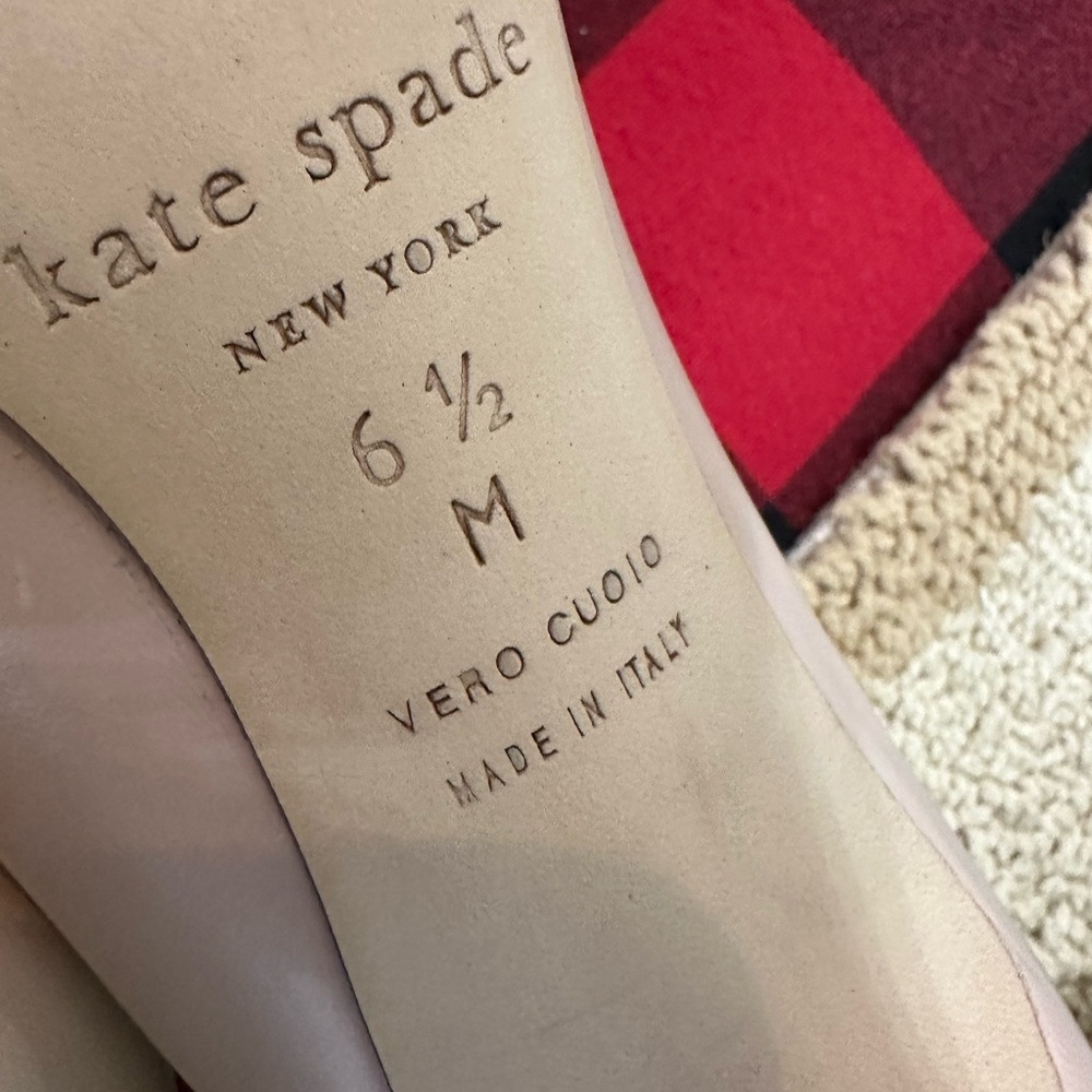 New Kate Spade Laurie Heels Butterfly Women’s 6.5 w/ Box Pale Pink Nappa Leather - Picture 14 of 16